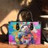 Bunny in astronaut suit the style of graffiti small handbag