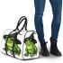 Cartoon green frog wearing black witch hat 3d travel bag