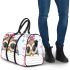 Cartoon owl with a pink bow on its head 3d travel bag