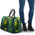 Cartoonstyle illustration of an owl with vibrant green feathers 3d travel bag