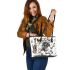 cat dances with the skeleton king with guitar trumpet Leather Tote Bag