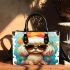 Colorful canine style dog in hat and sunglasses small handbag