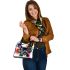 Colorful cute french bulldog with headphones shoulder handbag