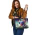 Colorful dragon serenity leather tote bag