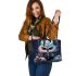 Cozy owl gathering leather tote bag