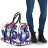 Crown on top of purple and blue tree frog cartoon caricature 3d travel bag