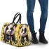 Cute baby panda with sunflowers on a yellow 3d travel bag