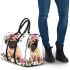 Cute baby pug dog with pink roses 3d travel bag
