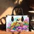 Cute baby turtle surrounded colorful corals and shells small handbag