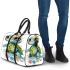 Cute baby turtle with big eyes and colorful flowers 3d travel bag