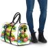 Cute baby turtle with big eyes and colorful flowers 3d travel bag