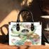 Cute baby turtle with big eyes and colorful flowers small handbag