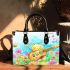 cute bee and music notes with electric guitar Small Handbag
