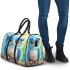 Cute blue owl with big eyes cartoon style 3d travel bag