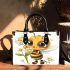 Cute cartoon bee holding flowers small handbag