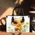 Cute cartoon bee holding flowers small handbag