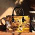 Cute cartoon bee is happily eating honey small handbag