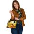 Cute cartoon bee is happily eating honey shoulder handbag