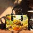 Cute cartoon bee is happily eating honey small handbag