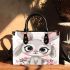 Cute cartoon bunny with big eyes and flowers small handbag