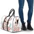 Cute cartoon bunny with big eyes sitting on the flowers 3d travel bag