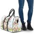 Cute cartoon bunny with big eyes sitting on the flowers 3d travel bag