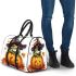 Cute cartoon frog wearing a witch hat sitting on a pumpkin 3d travel bag