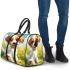 Cute cartoon puppy sitting on the grass 3d travel bag