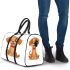 Cute cartoon puppy sitting with red collar 3d travel bag
