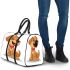Cute cartoon puppy with red collar sitting 3d travel bag