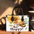 Cute cartoon style bee holding a sunflower small handbag