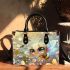 Cute chibi baby bee surrounded flowers and butterflies small handbag