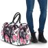 Cute grey staffordshire bull terrier with pink roses 3d travel bag