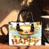 Cute happy bee with flowers on its wings small handbag