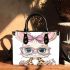 Cute kawaii bunny with pink glasses small handbag