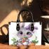 Cute kawaii gray bunny with big eyes small handbag