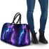 Cute neon blue and purple rabbit with glowing eyes 3d travel bag