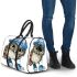 Cute owl wearing a blue cap and shoes 3d travel bag