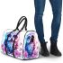 Cute owl with big eyes pink and blue gradient colors 3d travel bag