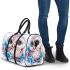 Cute owl with pink and blue flowers 3d travel bag