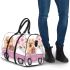 Cute pomeranian dog in a pink truck with flowers 3d travel bag