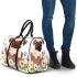 Cute pug puppy sitting in a flower bucket 3d travel bag