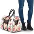 Cute pug puppy with pink roses and butterfly 3d travel bag