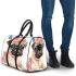 Cute pug puppy with pink roses and butterfly 3d travel bag