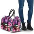 Cute purple owl sitting on top of books surrounded 3d travel bag