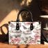 Cute white bunnies with pink flowers small handbag