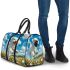 Cute white puppy running in a flower field 3d travel bag