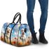 Cute white puppy running in a flower field 3d travel bag