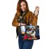 Dogs Owning Their Coolness 3 Leather Tote Bag