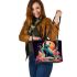 Dreamy urban cat fantasy leather tote bag